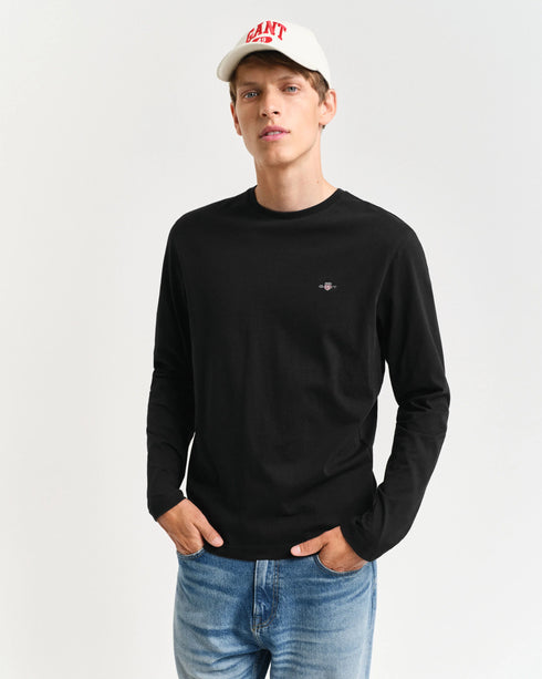 Gant tshirt גאנט חולצת טישרט שרוול ארוך בצבע שחור